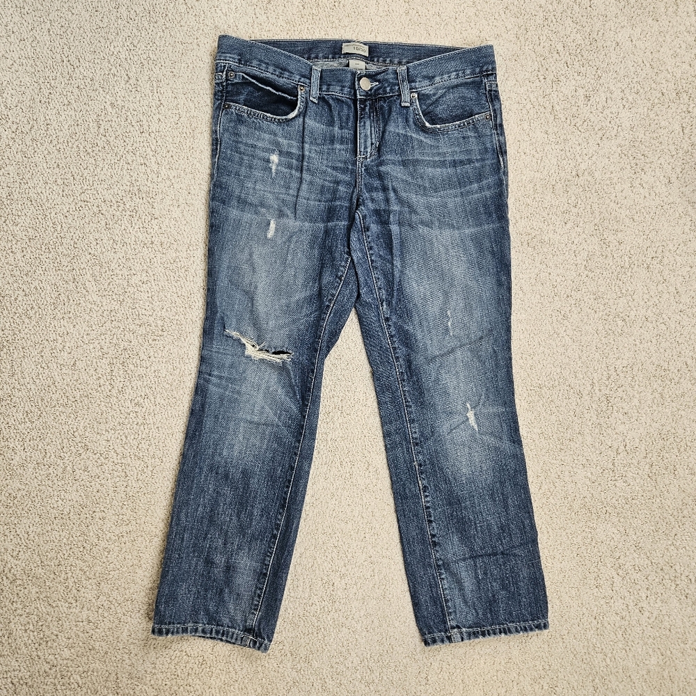 Gap Slim Boyfriend Jeans 10 30 Distressed Ankle Crop Blue Mid Rise